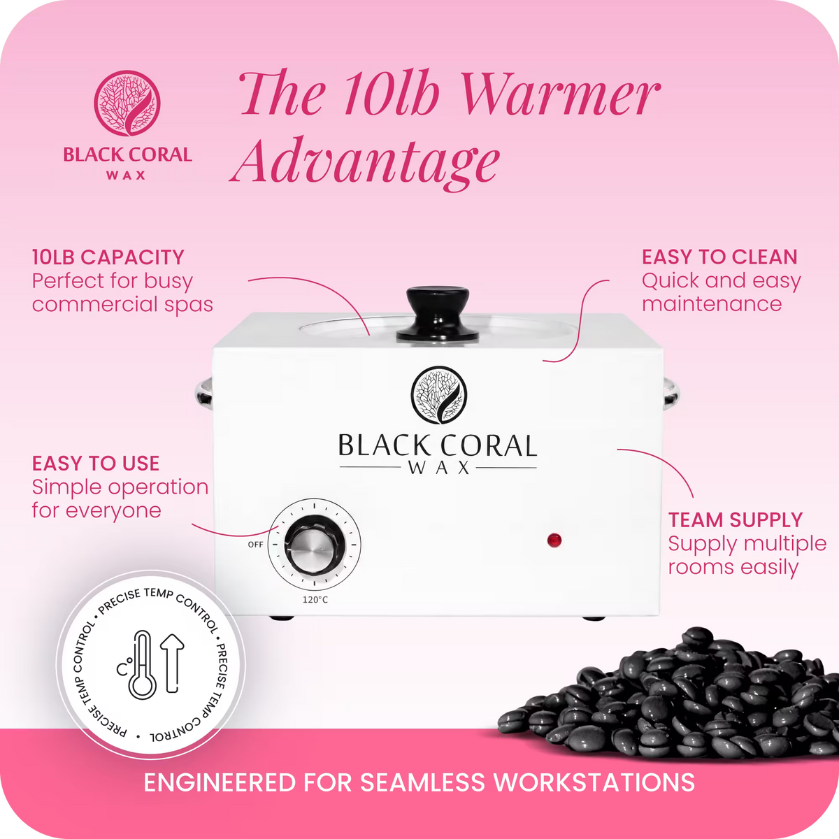Black Coral Wax 10lb professional wax warmer with accessories – complete wax machine and wax pot kit for salon use