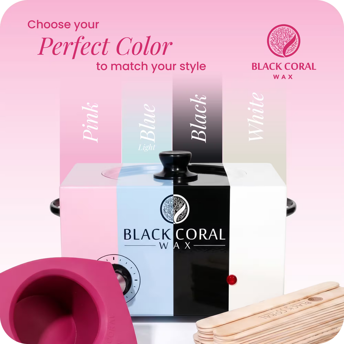 Black Coral Wax 5lb wax warmer available colors – white, pink, light blue and black professional wax machine and wax pot