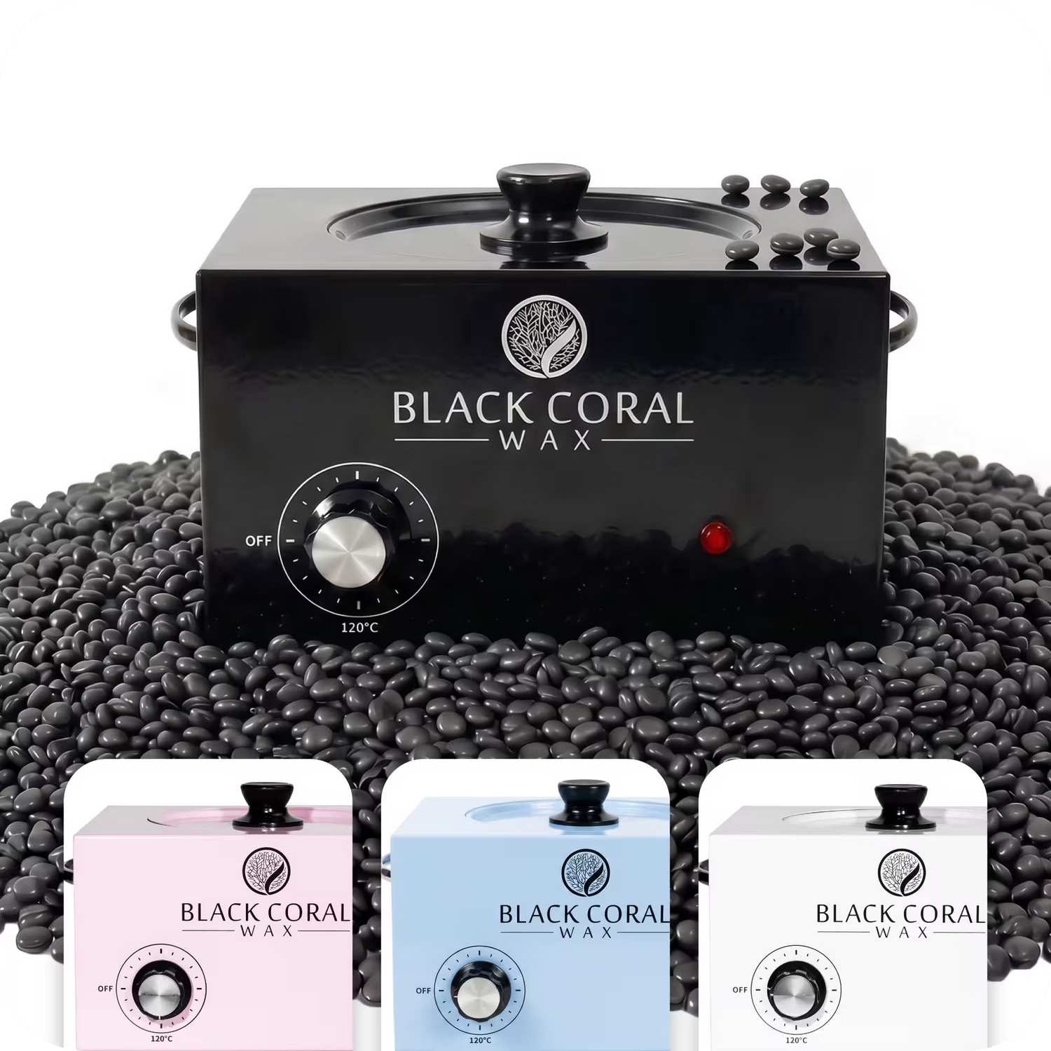 Black Coral Wax 5lb wax warmer in white – large professional wax pot for salon and home use