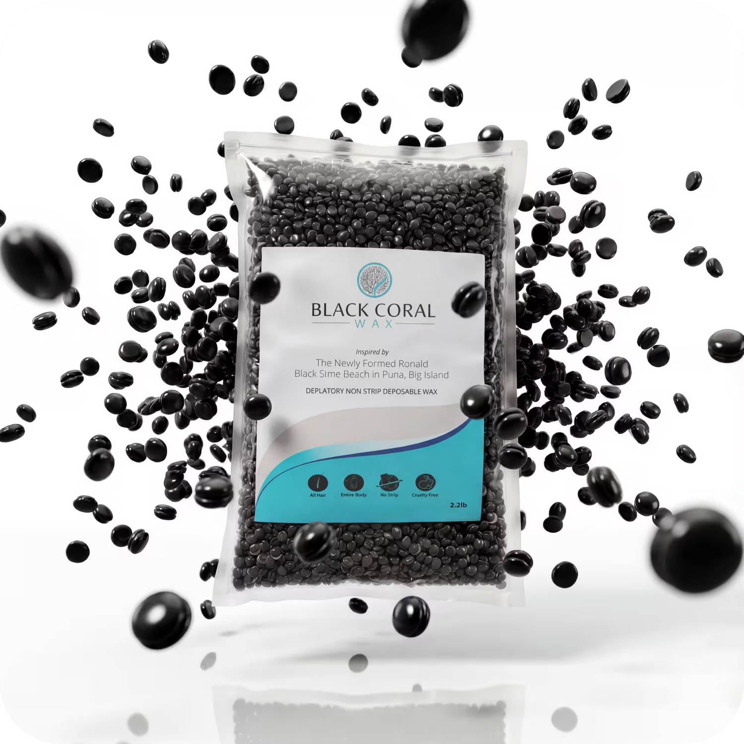 Black Coral Hard Wax 2.2lb bag – stripless hard wax beads for all hair types, cruelty-free, no strip required