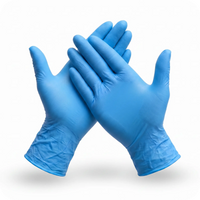 Two hands wearing Black Coral Wax USA Nitrile Gloves 100pcs - Powder-Free & Latex-Free Disposable Gloves are crossed at the wrists against a plain white background.