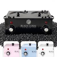 Black Coral Wax dual chamber double wax warmer in black – professional wax machine and wax pot available in pink, light blue and white