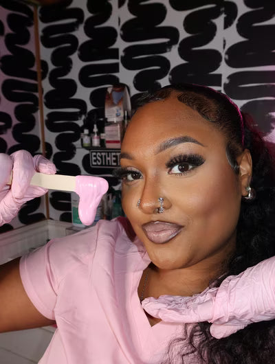 Esthetician using BCW products