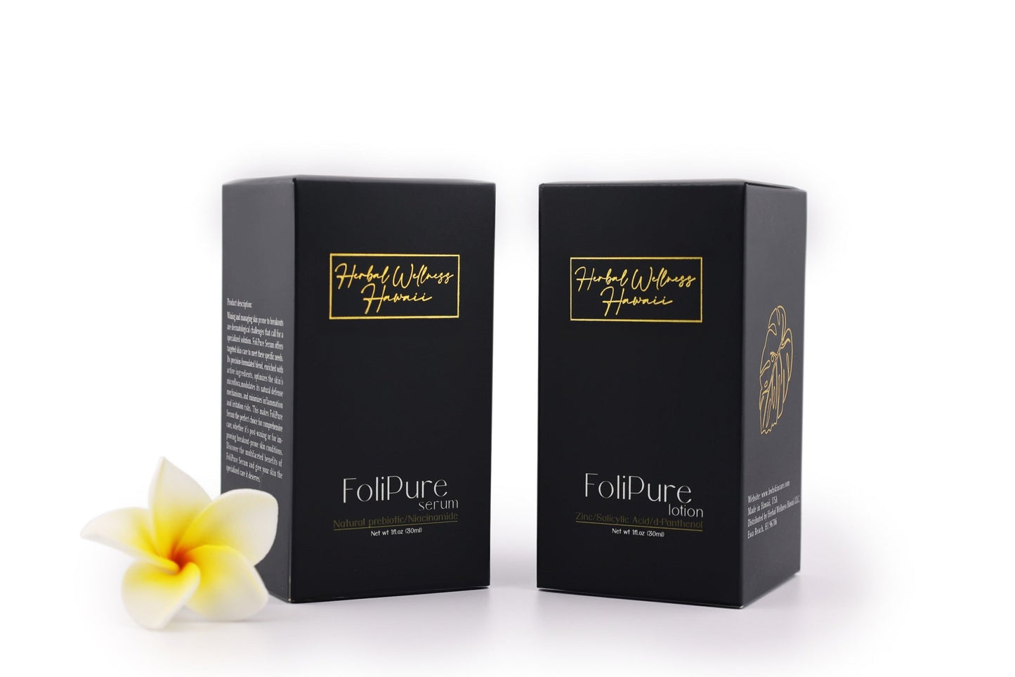 Herbal Wellness Hawaii FoliPure Serum/Lotion 1 Fl.oz (30ml) Each - Black Coral Wax USA