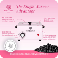 Black Coral Wax single 1lb wax warmer compact design – professional wax machine fits easily on any salon workstation for beginners and pros