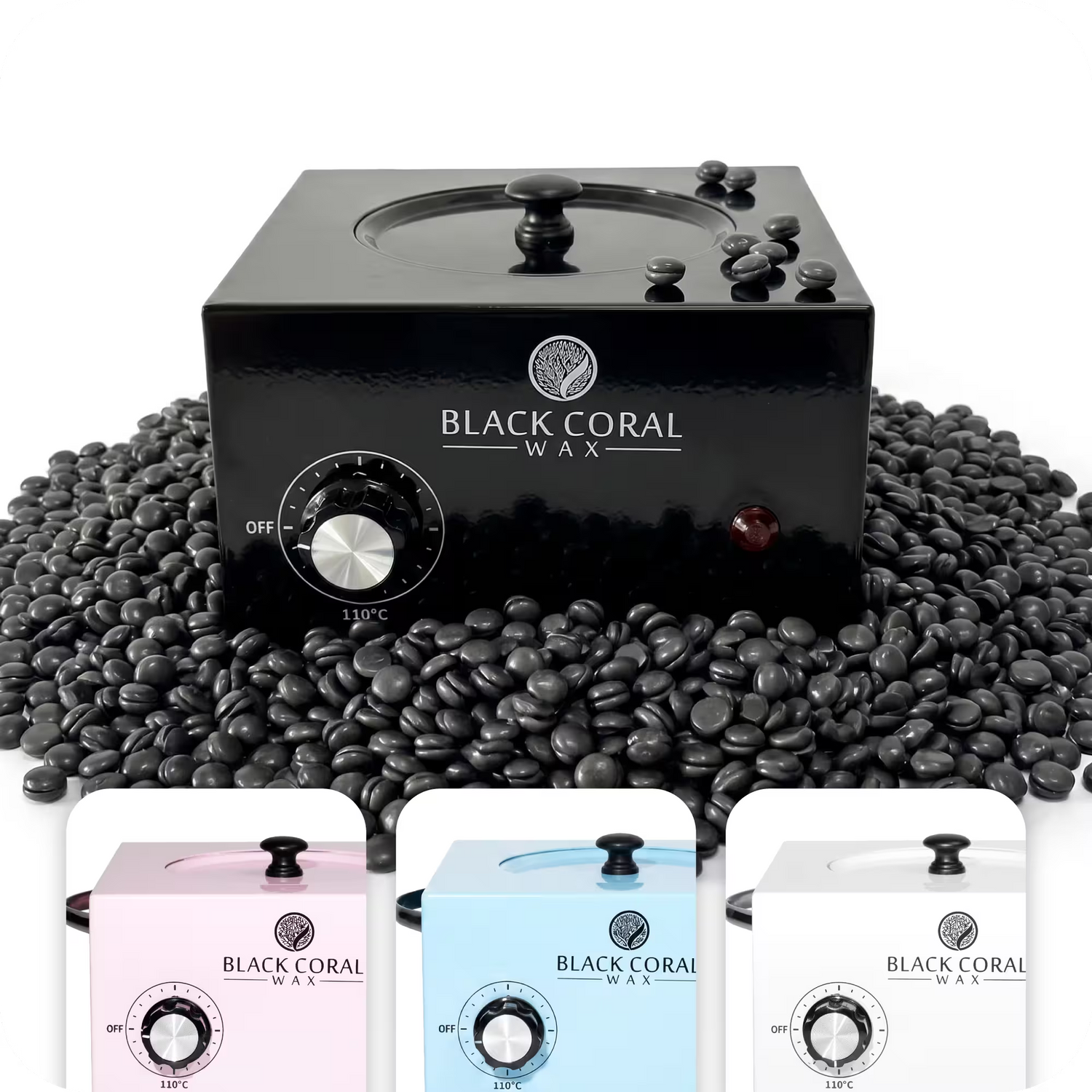 Black Coral Wax single 1lb wax warmer in black – professional wax machine and wax pot available in pink, light blue and white